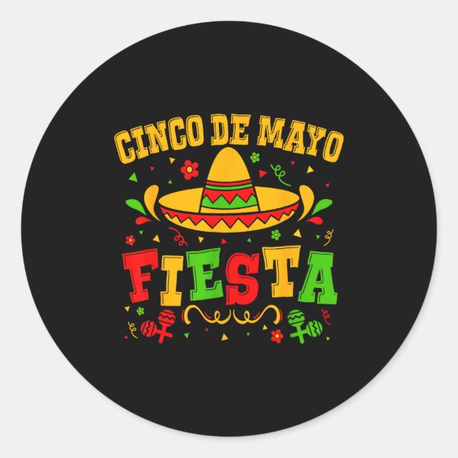 Cinco De Mayo Lets Fiesta Squad Funny Mexican Part Classic Round Sticker (Front)