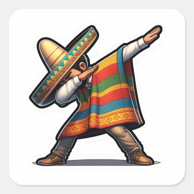Cinco de Mayo Man Square Sticker (Front)