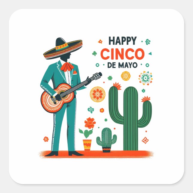 Cinco de mayo mariachi - Mexican pride Square Sticker (Front)