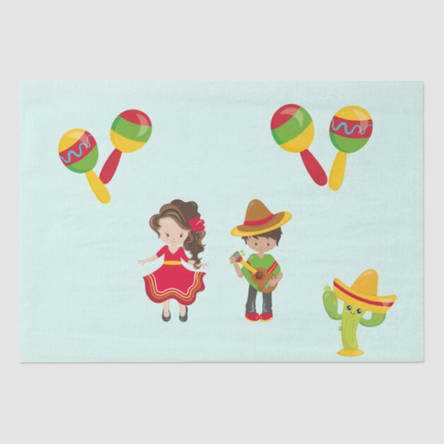 Cinco De Mayo Mariachi Music Dancing Cactus Tissue Paper (Front)