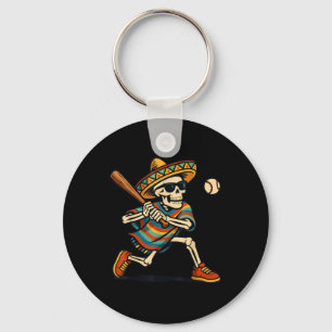 Cinco De Mayo Mariachi Skeleton Baseball Mexican S Key Ring