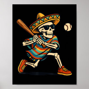 Cinco De Mayo Mariachi Skeleton Baseball Mexican S Poster