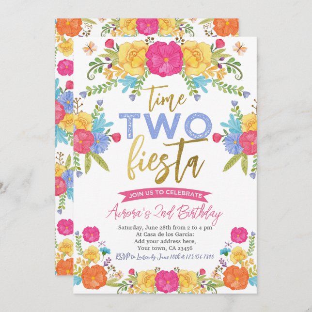 Cinco de Mayo Mexican 2nd Birthday  Invitation (Front/Back)