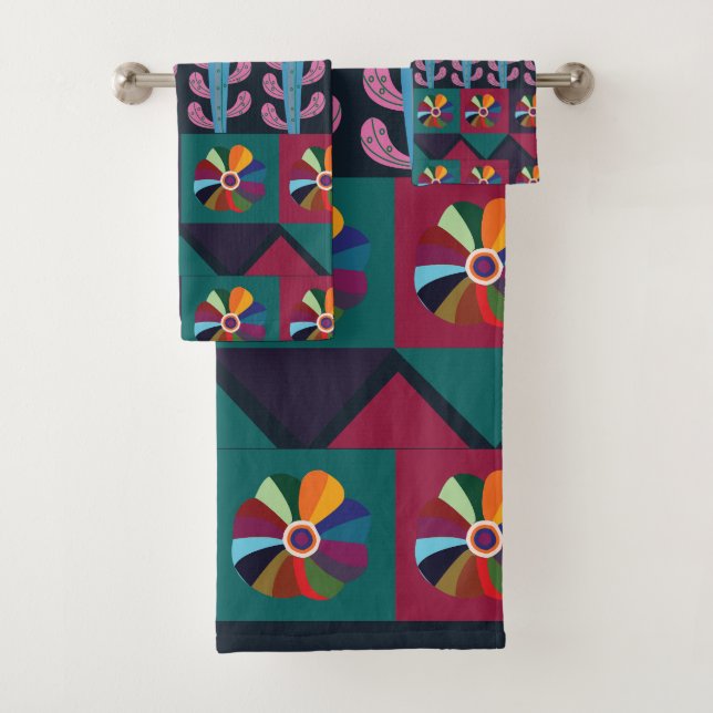 Cinco De Mayo Mexican Art Pattern  Bath Towel Set (Insitu)