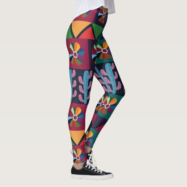 Cinco De Mayo Mexican Art Pattern  Leggings (Right)