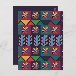 Cinco De Mayo Mexican Art Pattern Postcard