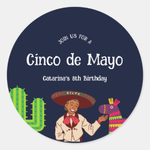 Cinco de Mayo Mexican Birthday Party Classic Round Sticker
