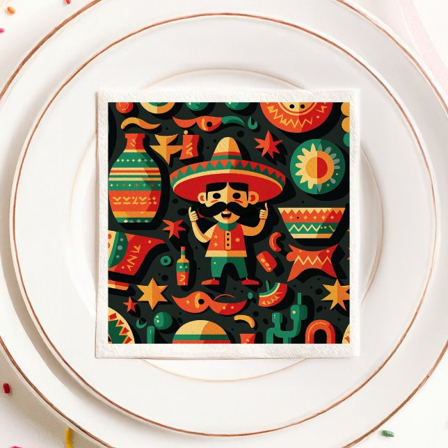 Cinco de Mayo. Mexican bright cartoon pattern Napkin (Creator Uploaded)