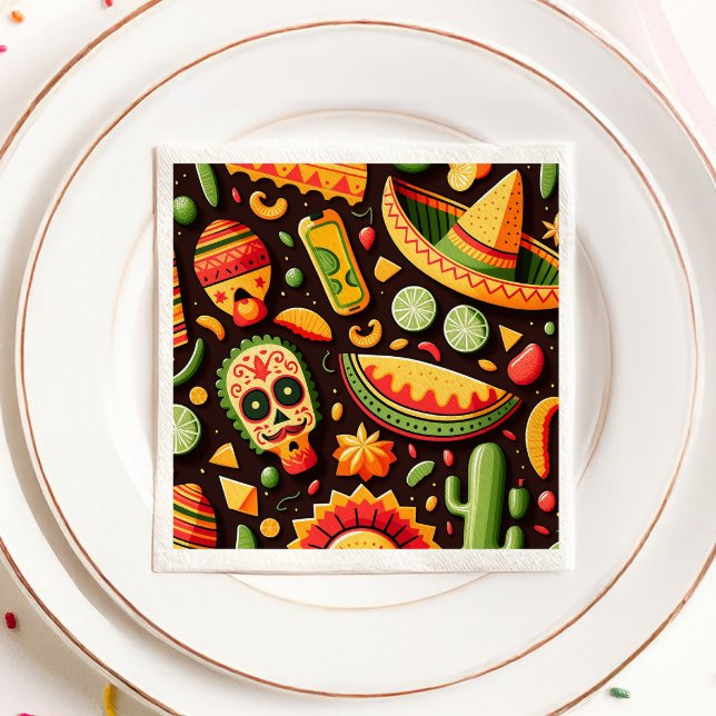 Cinco de Mayo. Mexican bright cartoon pattern Napkin (Creator Uploaded)