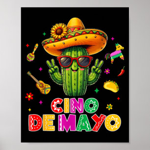 Cinco de mayo mexican cactus funny lets fiestaCinc Poster