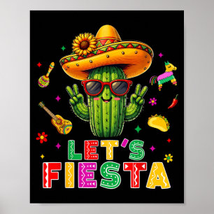 Cinco de mayo mexican cactus funny lets fiestaCinc Poster