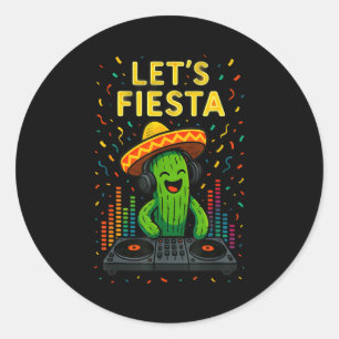 Cinco de mayo mexican cactus party funny letsCinco Classic Round Sticker