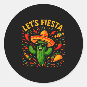 Cinco de mayo mexican cactus party funny letsCinco Classic Round Sticker