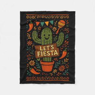 Cinco de mayo mexican cactus party funny letsCinco Fleece Blanket