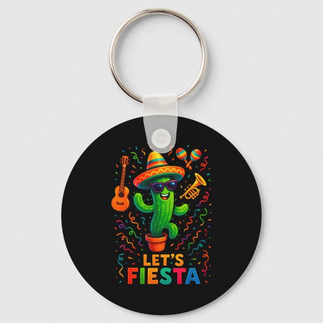 Cinco de mayo mexican cactus party funny letsCinco Key Ring (Front)