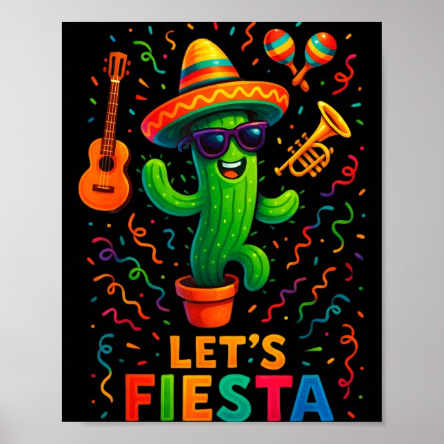 Cinco de mayo mexican cactus party funny letsCinco Poster (Front)