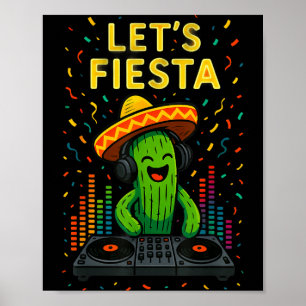Cinco de mayo mexican cactus party funny letsCinco Poster