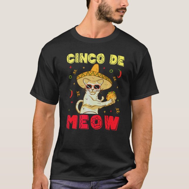 Cinco De Mayo Mexican Cat  Dancing T-Shirt (Front)