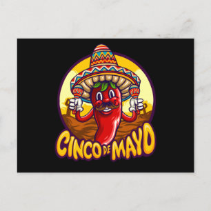 Cinco De Mayo Mexican Chili Playing Maracas Postcard