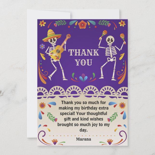 Cinco de Mayo Mexican Fiesta birthday  Thank You Card (Front)