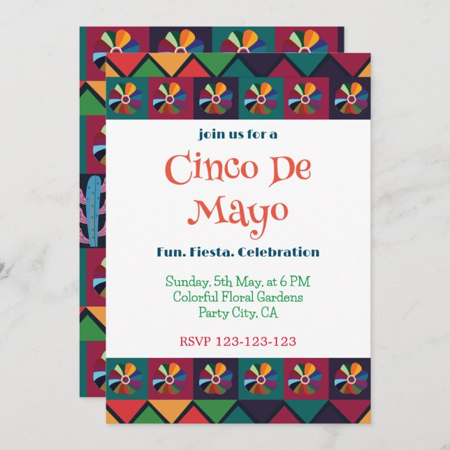 Cinco De Mayo Mexican Fiesta Party Invitation (Front/Back)