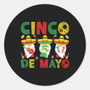 Cinco De Mayo Mexican Gnomes Fiesta 5 De Mayo Men Classic Round Sticker