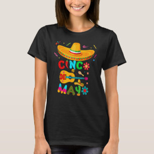 Cinco De Mayo Mexican Guitar Cactus for Men Women  T-Shirt