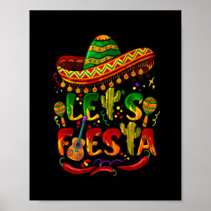 Cinco De Mayo Mexican Guitar Cactus Lets Fiesta  Poster