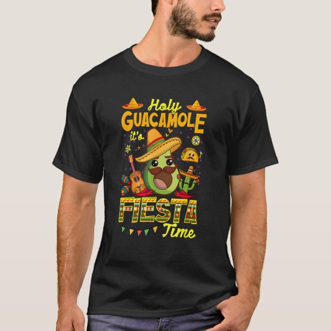Cinco De Mayo Mexican Guitar Holy Guacamole Fiesta T-Shirt (Front)