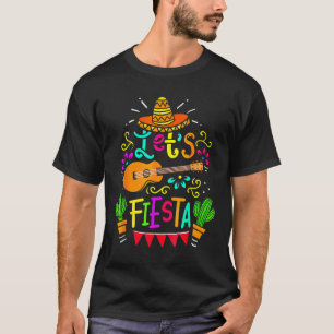 Cinco De Mayo Mexican Guitar Lets Fiesta Cactus  T-Shirt