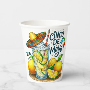 Cinco de Mayo Mexican Hat, Lemons, Limes Paper Cups
