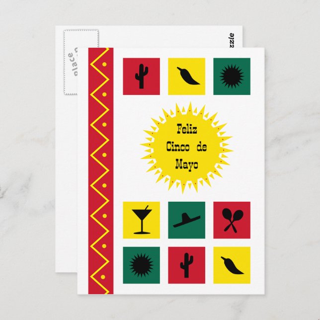 Cinco de mayo Mexican-inspired colourful Postcard (Front/Back)