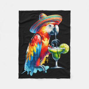 Cinco De Mayo Mexican Sombrero Parrot Drinking A M Fleece Blanket