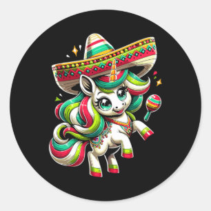 Cinco De Mayo Mexican Unicorn Kids Girls Classic Round Sticker