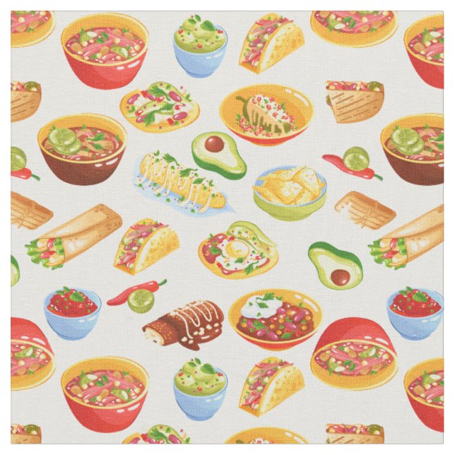 cinco de mayo mexico burrito taco tamale fabric (Close Up)
