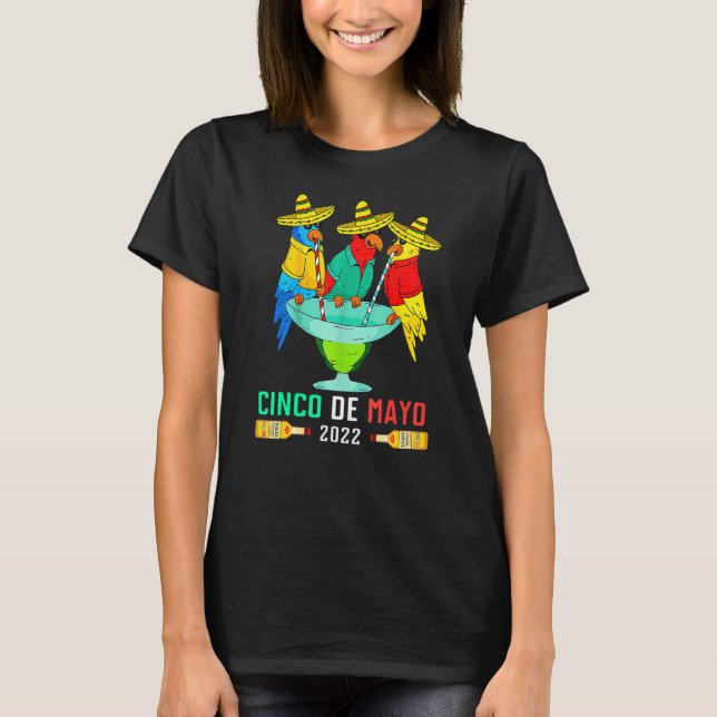Cinco De Mayo Mexico Parrots Drinking Party Fiesta T-Shirt (Front)