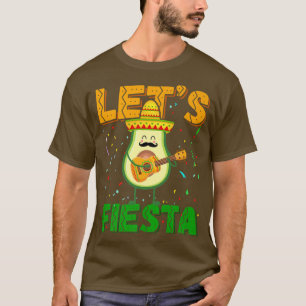 Cinco De Mayo Moustache Avocado Guitar Lets Fiesta T-Shirt