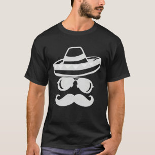 Cinco de Mayo Mustache Sunglasses Sombrero Graphic T-Shirt
