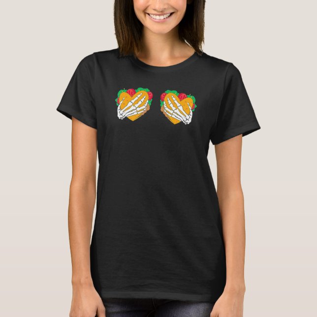 Cinco De Mayo Naughty Skeleton Hands Tacos Adult T-Shirt (Front)