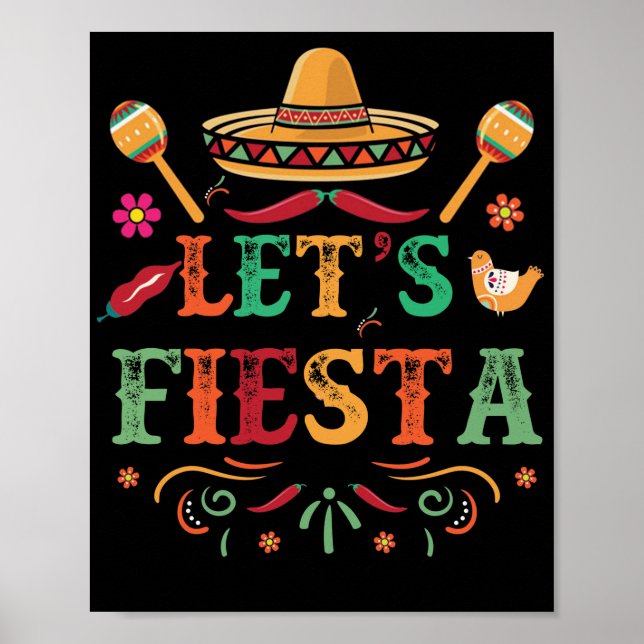 Cinco De Mayo Party Lets Fiesta Mexican Poster (Front)