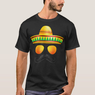 Cinco de Mayo Party Moustache Sunglasses Sombrero  T-Shirt
