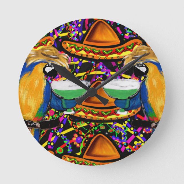 Cinco De Mayo  Party Parrot Round Clock (Front)