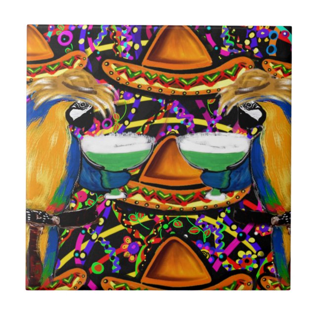 Cinco De Mayo  Party Parrot Tile (Front)