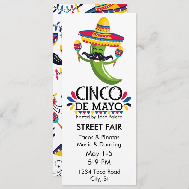 Cinco de Mayo Party Pepper Sombrero Invitation (Front/Back)