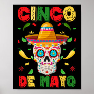 Cinco De Mayo Party Sugar Skull Men Women Mexican Poster