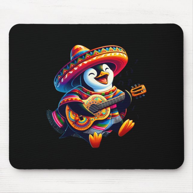 Cinco De Mayo Penguin Let's Fiesta Matching Mexica Mouse Pad (Front)