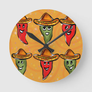 Cinco de Mayo Peppers Round Clock