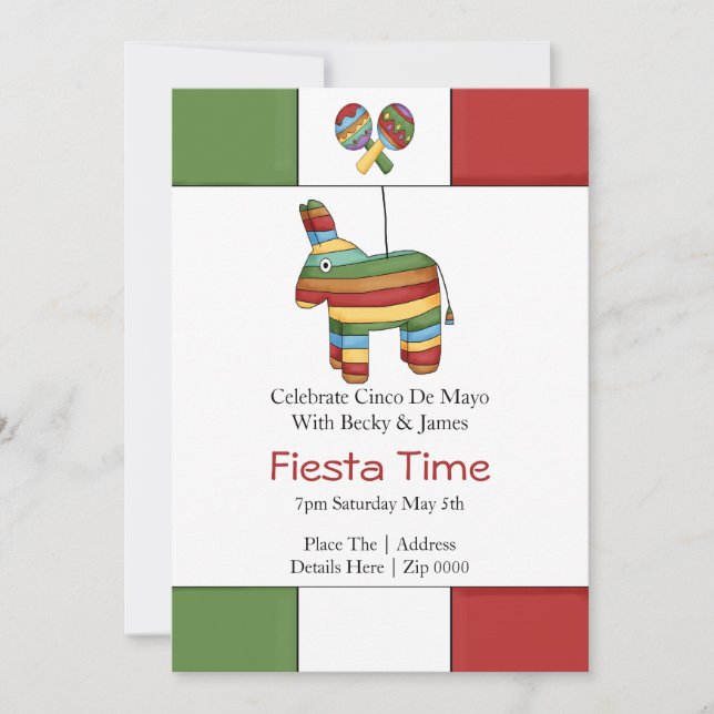 Cinco De Mayo Pinata Fiesta Party Invitation (Front)