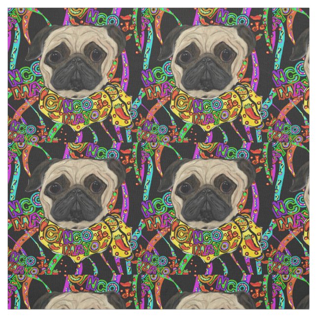 Cinco de Mayo Pug Fabric (Swatch)