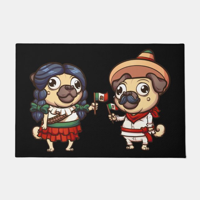 Cinco De Mayo Pugs Doormat (Front)